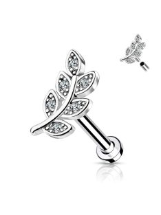 Labret piercing kristályos levéllel