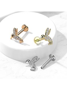 Labret piercing kristályos kolibrivel