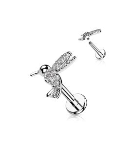 Labret piercing kristályos kolibrivel