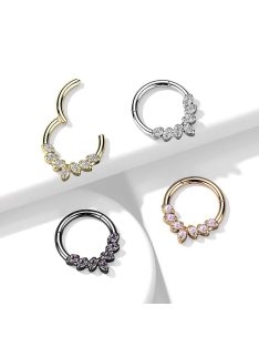 Cirkónia levelekkel díszített karika