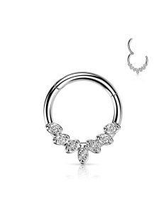 Cirkónia levelekkel díszített karika