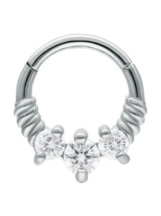 Három kristályos daith vagy septum piercing