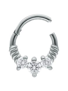 Három kristályos daith vagy septum piercing
