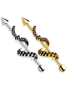 Industrial piercing, tüske végekkel, polip csáppal