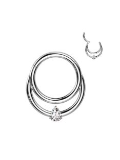 Kapcsos karika csepp alakú kővel titánból