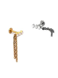 Titán labret 3 kővel és dupla lánccal