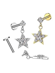 Labret csillag medállal és kristályokkal