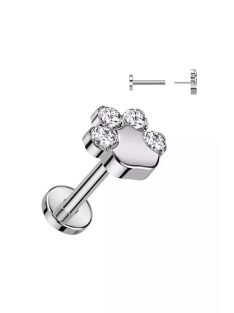   Push in labret piercing titánból tappancs formával kristályokkal