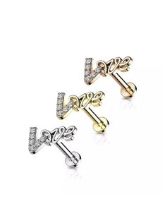 Labret piercing "LOVE" dísszel