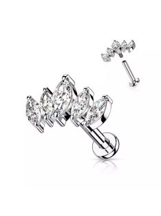 Labret piercing kristályokkal