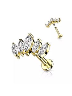 Labret piercing kristályokkal