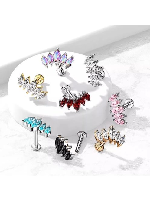 Labret piercing kristályokkal