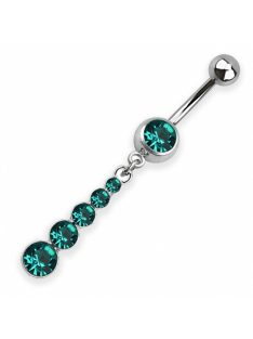 Türkiz köves lógós köldök piercing