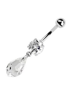 Fehér köves lógós köldök piercing