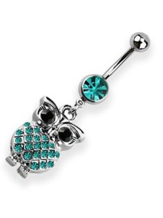 Türkiz bagoly mintás köldökpiercing