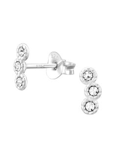 Három kristály ezüst fülbevaló 