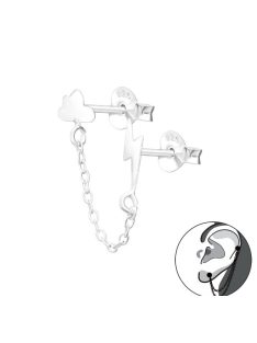 Villám-felhő egyoldalas ezüst fülbevaló 