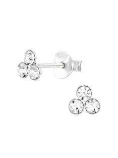 Három kristályos ezüst fülbevaló 