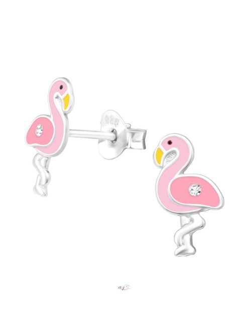 Flamingó ezüst fülbevaló 