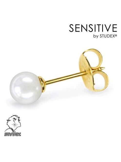Studex sensitive Ohrringe mit weißer synthetischer Perle, vergoldet
