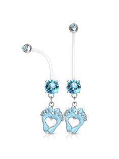   Köldök piercing kismamáknak rózsaszín vagy kék talpakkal