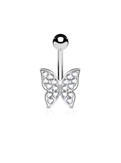 Köldök piercing kristályos pillangóval