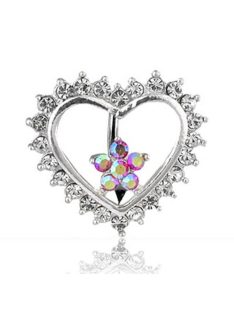 Köldök piercing kristályos szívvel