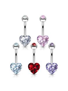 Köldök piercing szív alakú kővel több színben