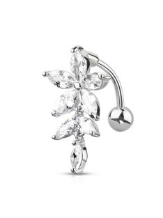 Fordított köldök piercing kristályos virággal