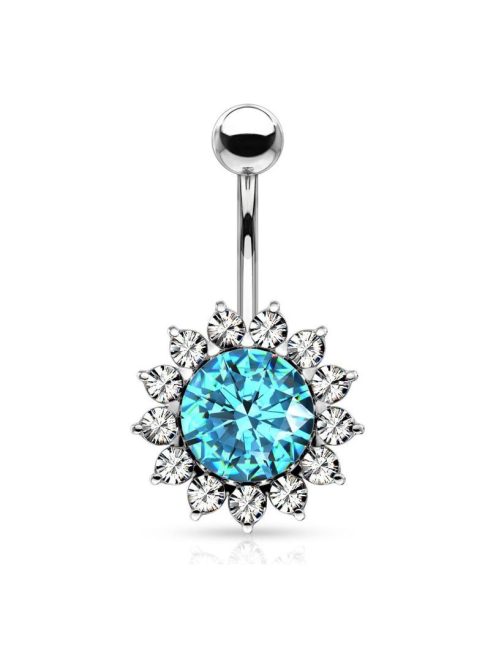Köldök piercing nagy kristályos virággal