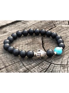 Ónix és türkíz buddha ásvány karkötő