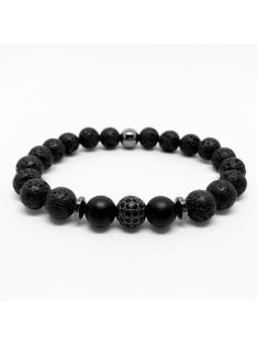 Lávakő-ónix karkötő cirkónia medállal