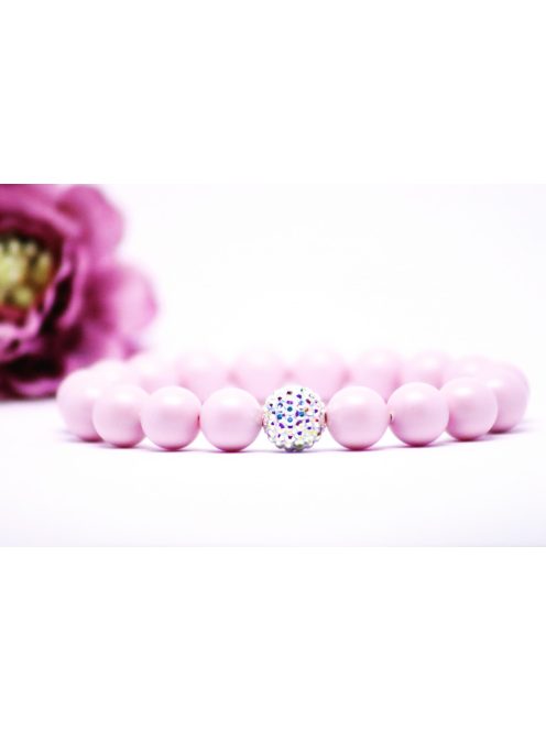 Swarovski pastel rose gyöngy karkötő AB kristály gömbbel