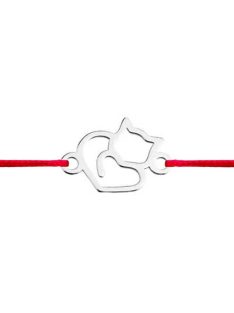 Cica szívben  ezüst karkötő