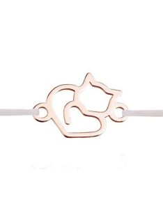 Cica szívben karkötő rosé arany