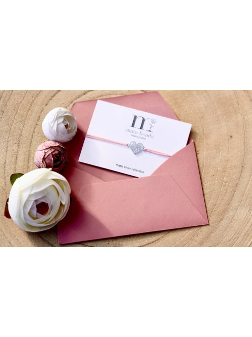 Csipke szív karkötő rosé arany