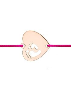Szívben baby talp gravírozható  karkötő rosé arany