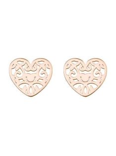 Csipke szív fülbevaló rosé arany 