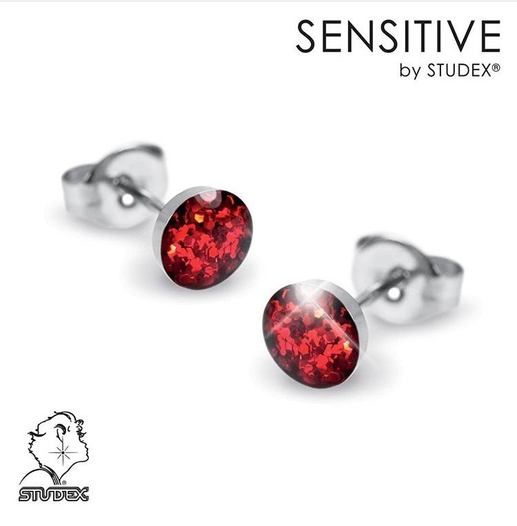 Studex sensitive csillogó piros fülbevaló - Mata beads